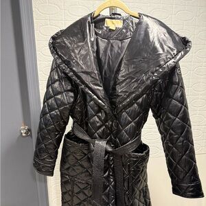 Michael Kors Shiny Black Quilted Puffer Coat